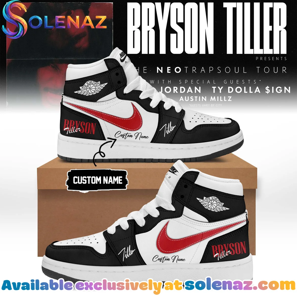 Bryson Tiller The Neo Trapsoul Tour Custom Air Force 1 & Jordan 1 Shoes - Series 2