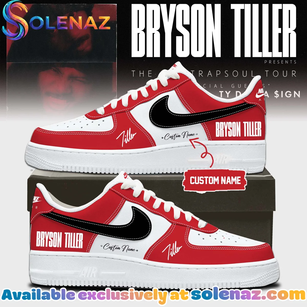 Bryson Tiller The Neo Trapsoul Tour Custom Air Force 1 & Jordan 1 Shoes (Design 4)