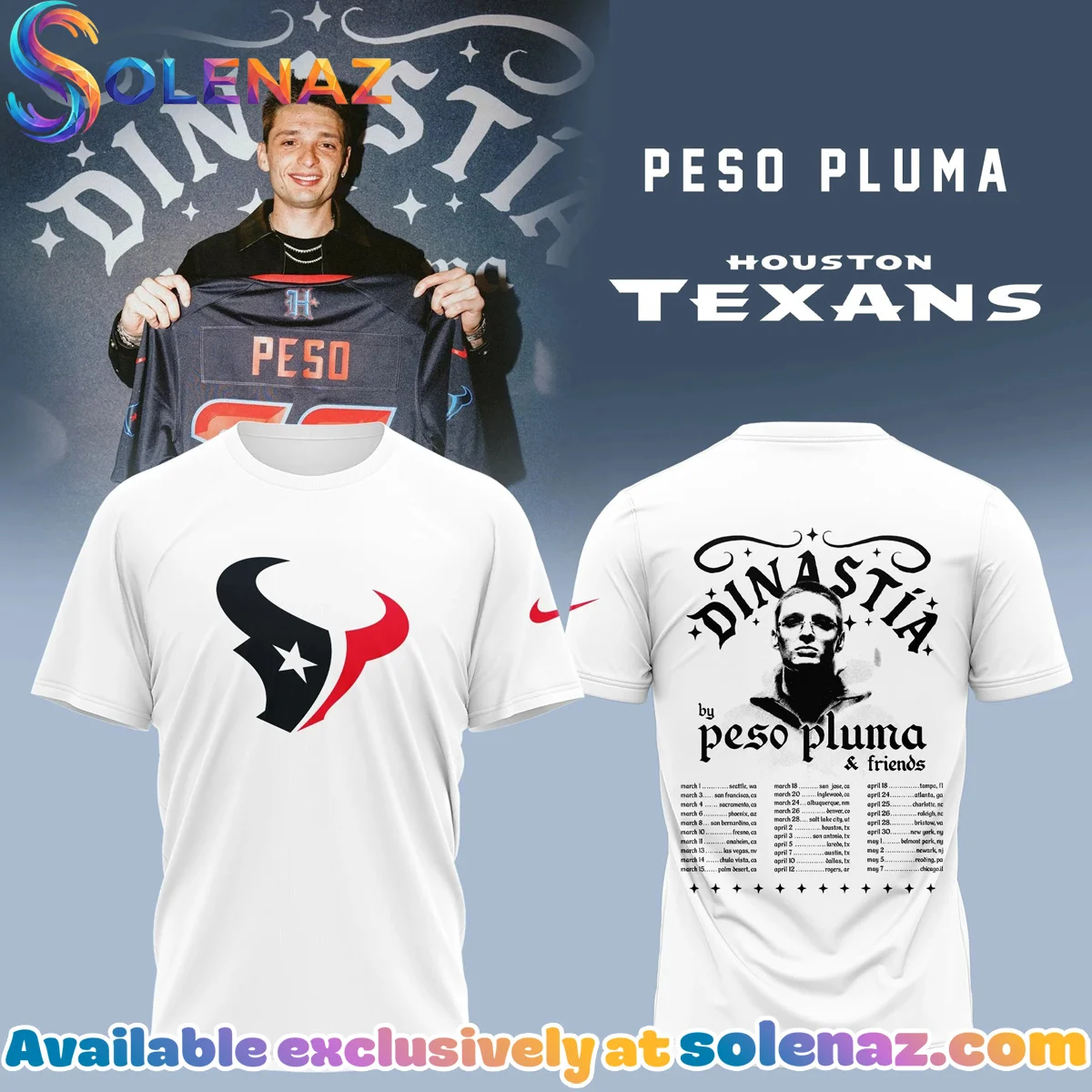 Houston Football Dinastia Style Tour Shirt & Hoodie