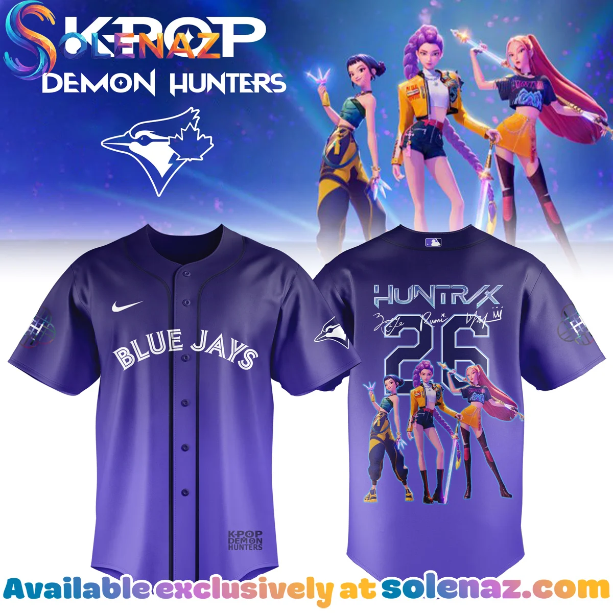Custom MLB x Kpop Demon Hunters Jersey Gift | Aesthetic Apparel Custom MLB x Kpop Demon Hunters Jersey Gift | Aesthetic Apparel