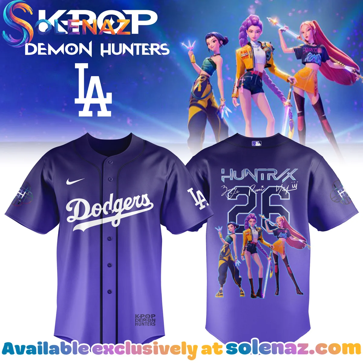 Custom MLB x Kpop Demon Hunters Jersey Gift | Aesthetic Apparel row-111