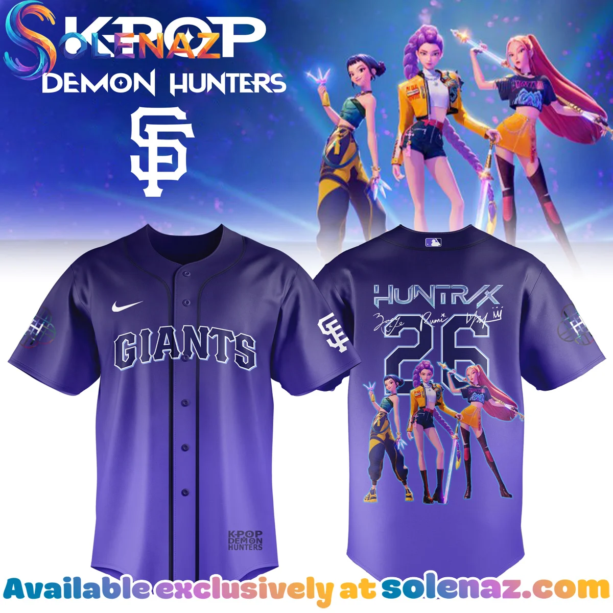 Custom MLB x Kpop Demon Hunters Jersey Gift | Aesthetic Apparel row-111