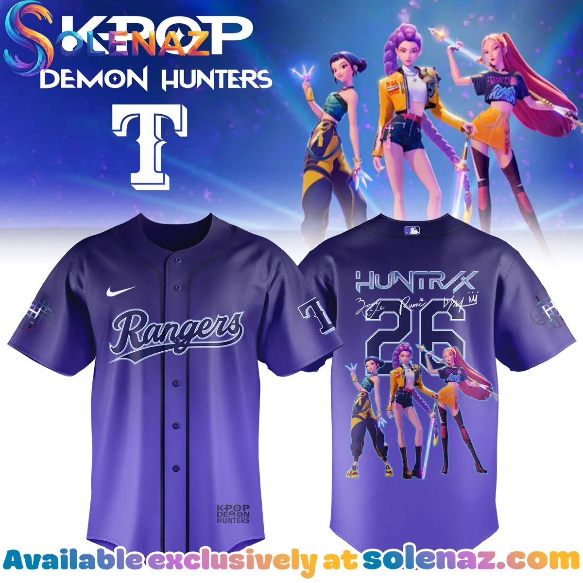 Custom MLB x Kpop Demon Hunters Jersey Gift | Aesthetic Apparel row-111