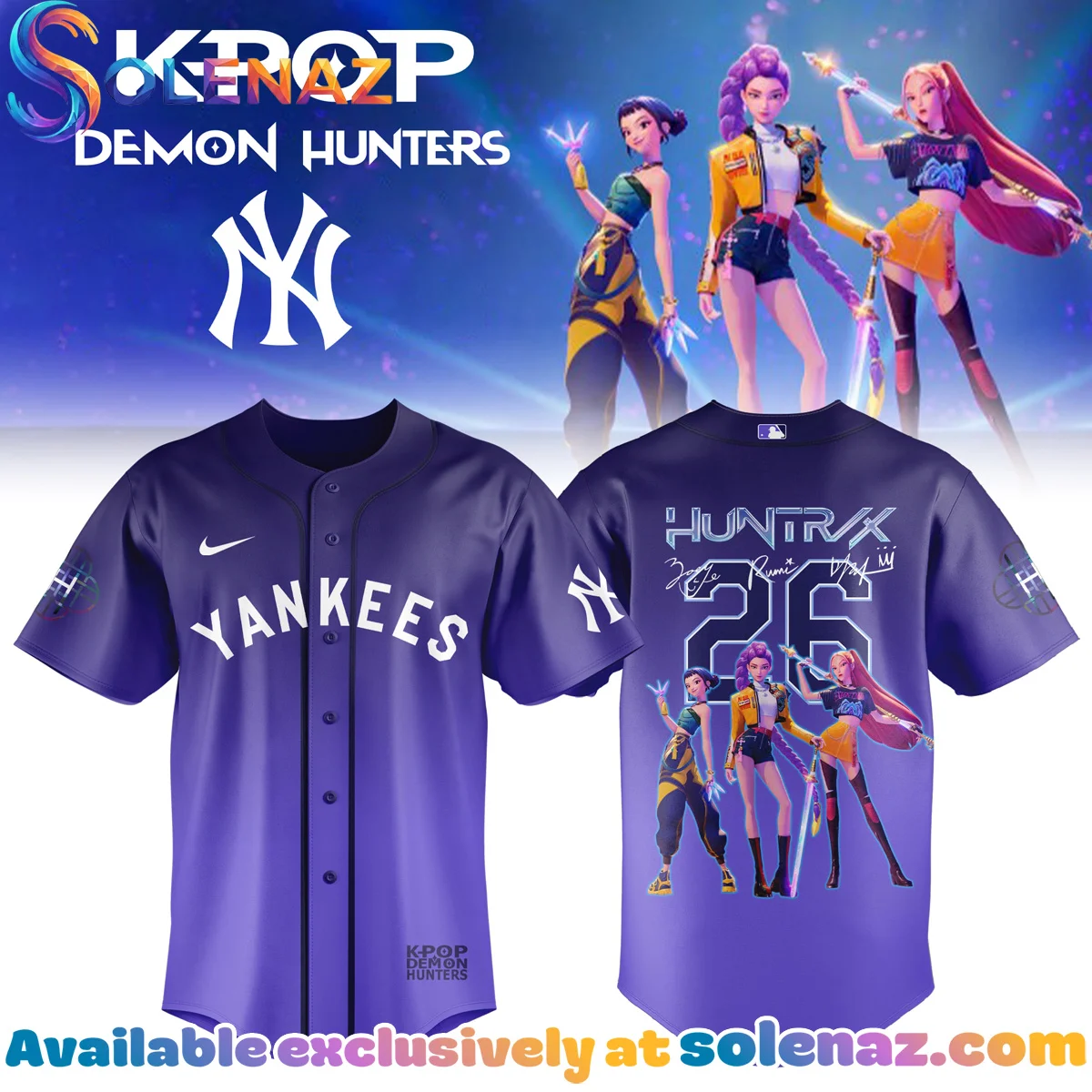 Custom MLB x Kpop Demon Hunters Jersey Gift | Aesthetic Apparel row-111