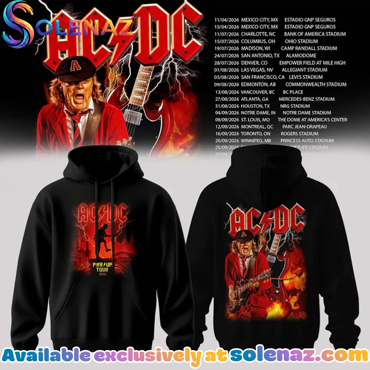 ACDC - Power Up Tour North America T-Shirt & Hoodie (Style 2)