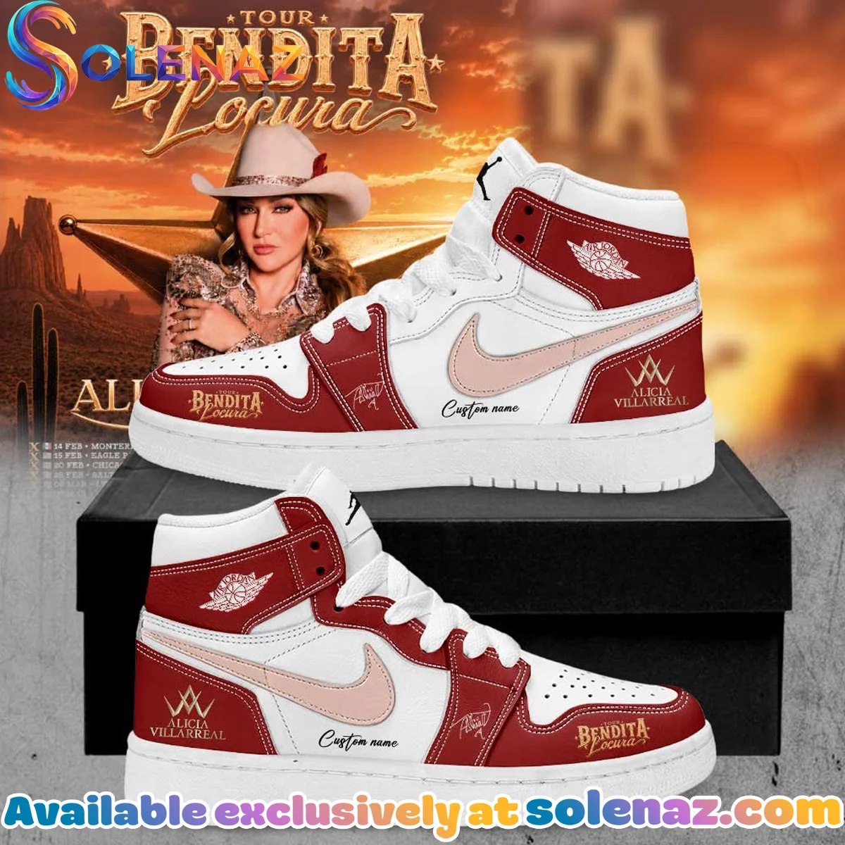 Alicia Villarreal Bendita Locura Tour Custom Air Force 1 & Jordan 1 Shoes (Release 11)