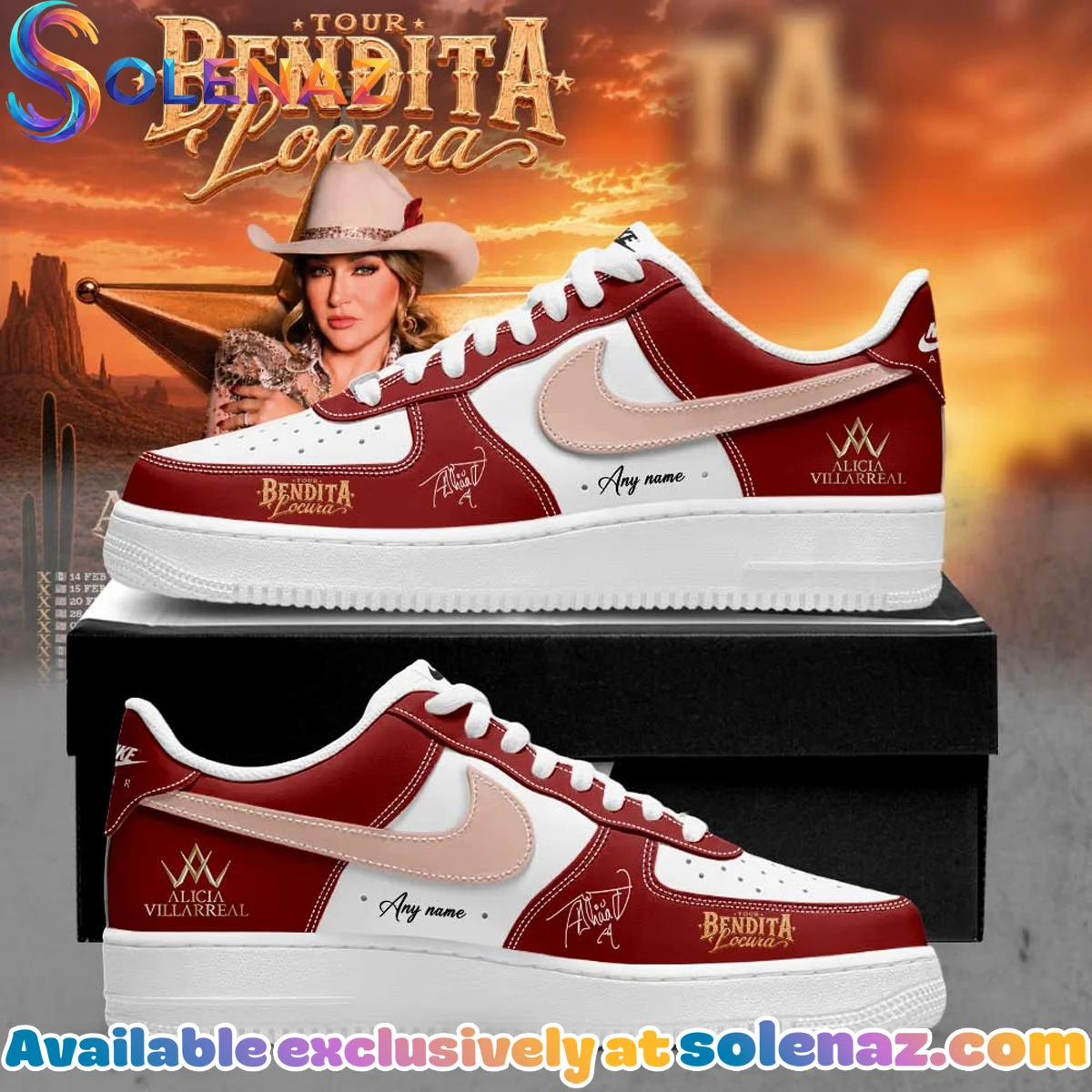 Alicia Villarreal Bendita Locura Tour Custom Air Force 1 & Jordan 1 Shoes (Style 1)