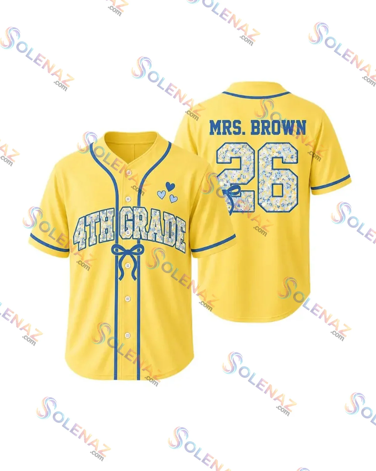 4th Grade Teacher Baseball Jersey (Design 1)