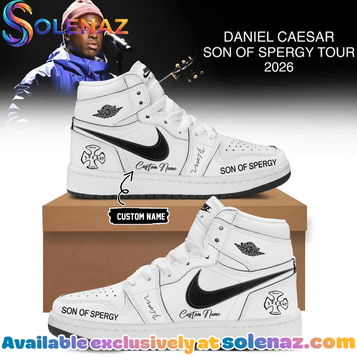 Daniel Caesar Son of Spergy Tour Custom Air Force 1 & Jordan 1 Shoes (Design 8)