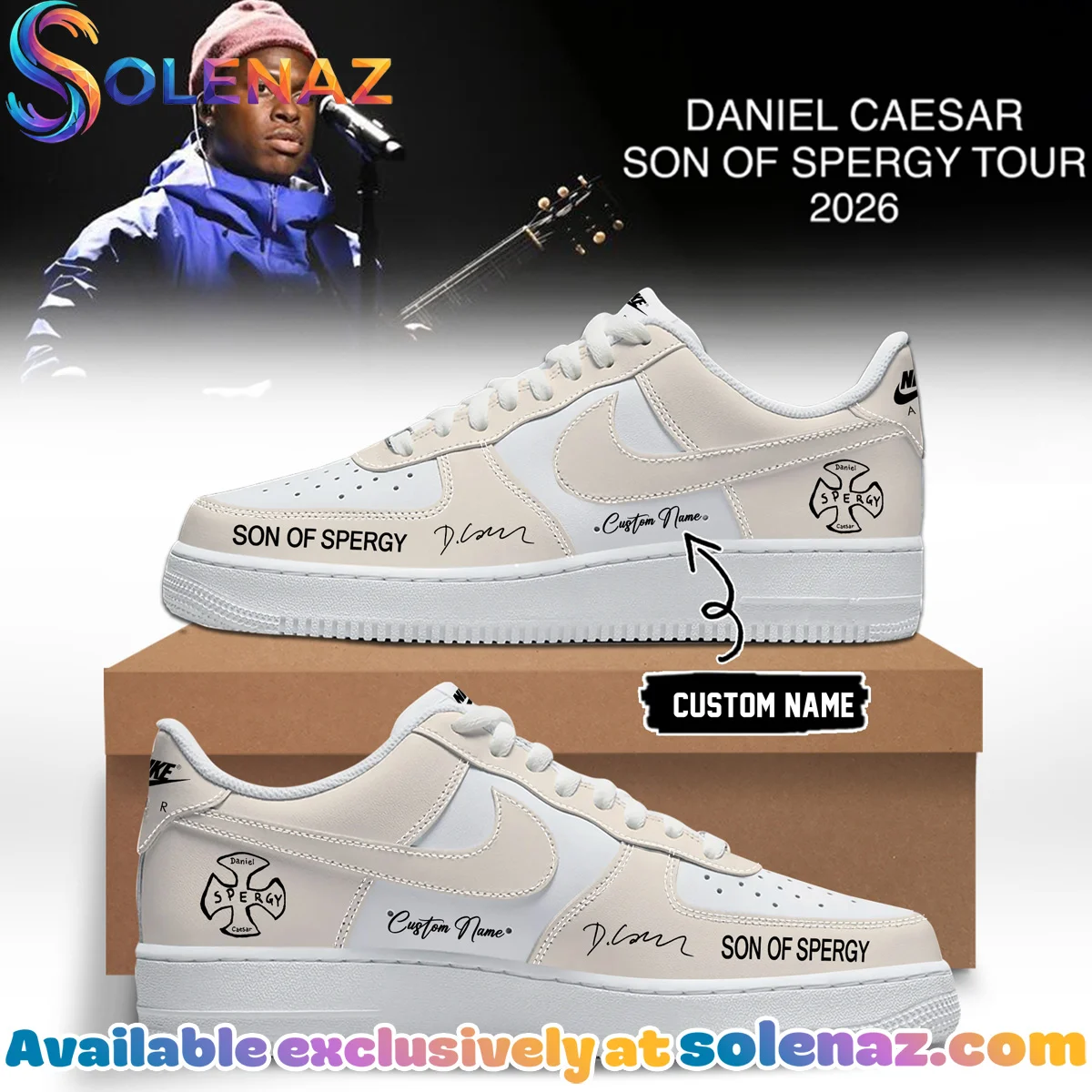 Daniel Caesar Son of Spergy Tour Custom Air Force 1 & Jordan 1 Shoes - Part 10