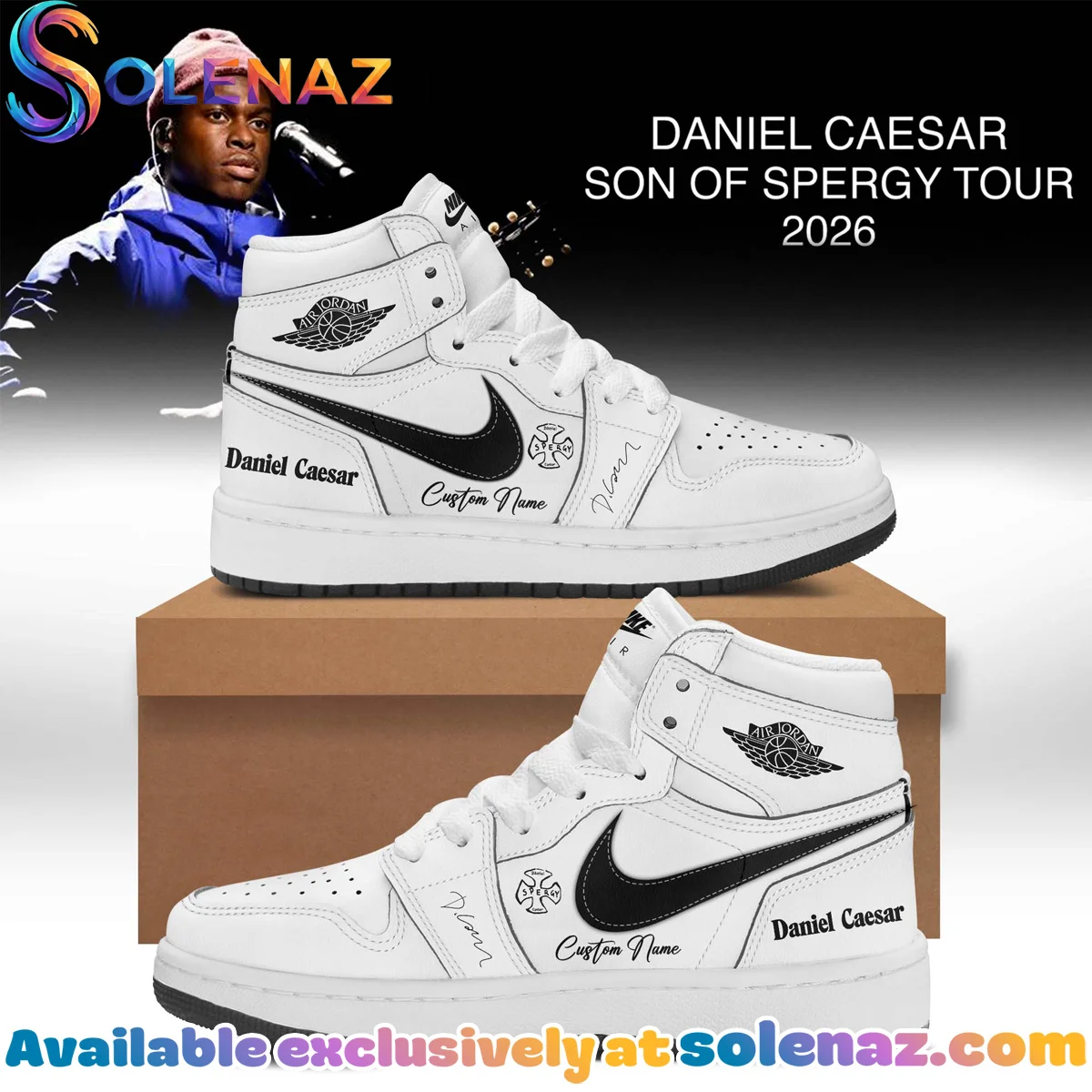Daniel Caesar Son of Spergy Tour Custom Air Force 1 & Jordan 1 Shoes (Design 14)