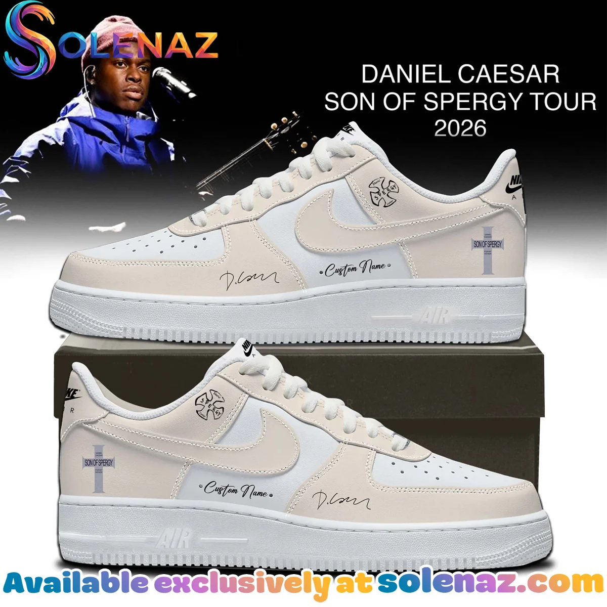 Daniel Caesar Son of Spergy Tour Custom Air Force 1 & Jordan 1 Shoes (Style 3)