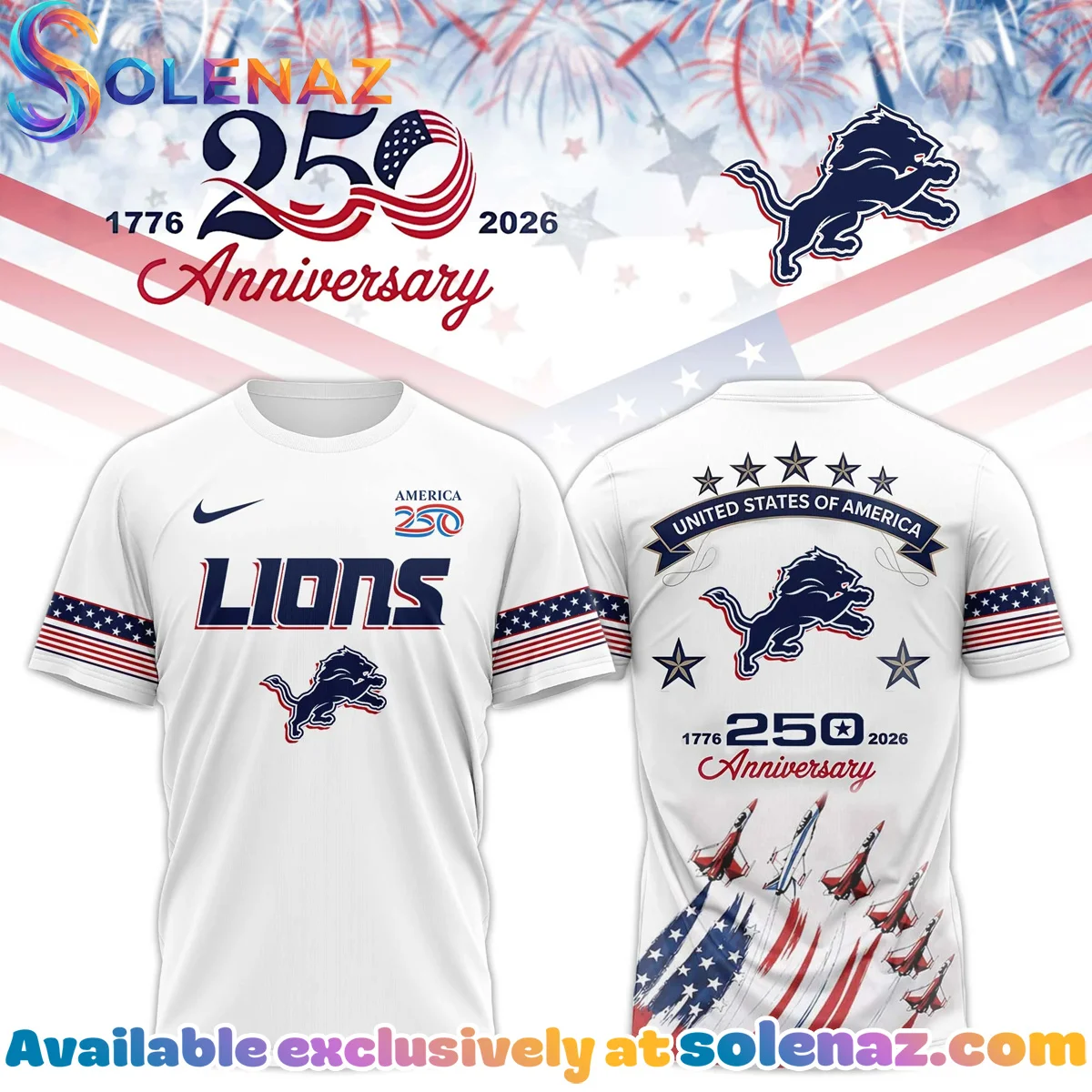 Detroit Lions United States Semiquincentennial T-Shirt & Hoodie (Style 3)