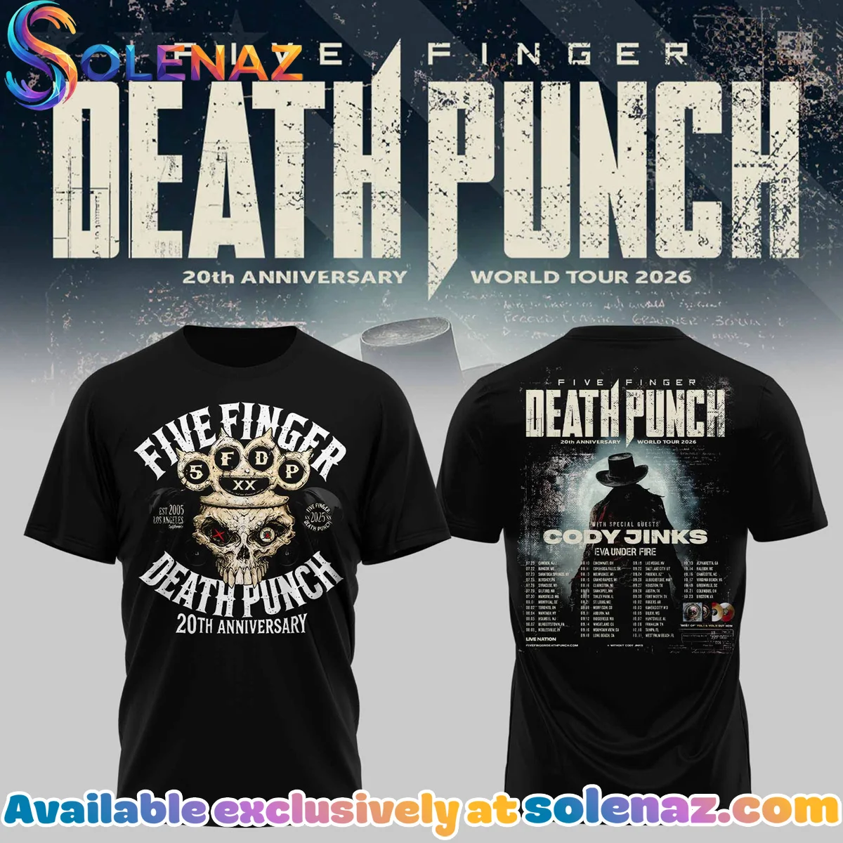 Five Finger Death Punch 20th Anniversary Tour US Shirt & Hoodie - Series 3