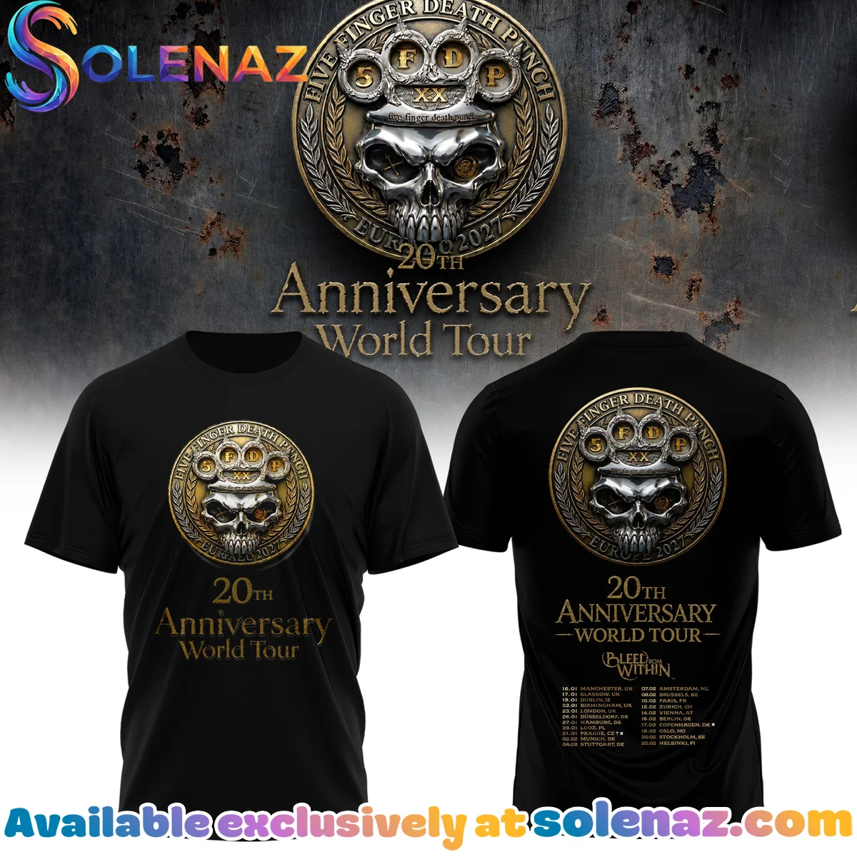 Five Finger Death Punch 20th Anniversary World UK & EU T-Shirt & Hoodie [Drop 5]
