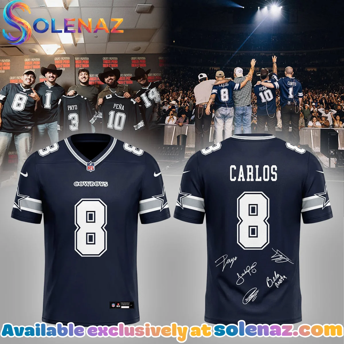 Grupo Frontera El último de Texas x Carlos Football Jersey