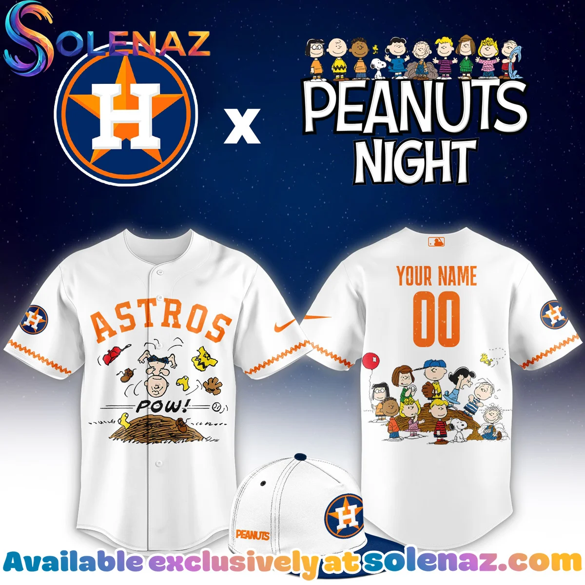 HOU Peanuts Night Baseball Jersey