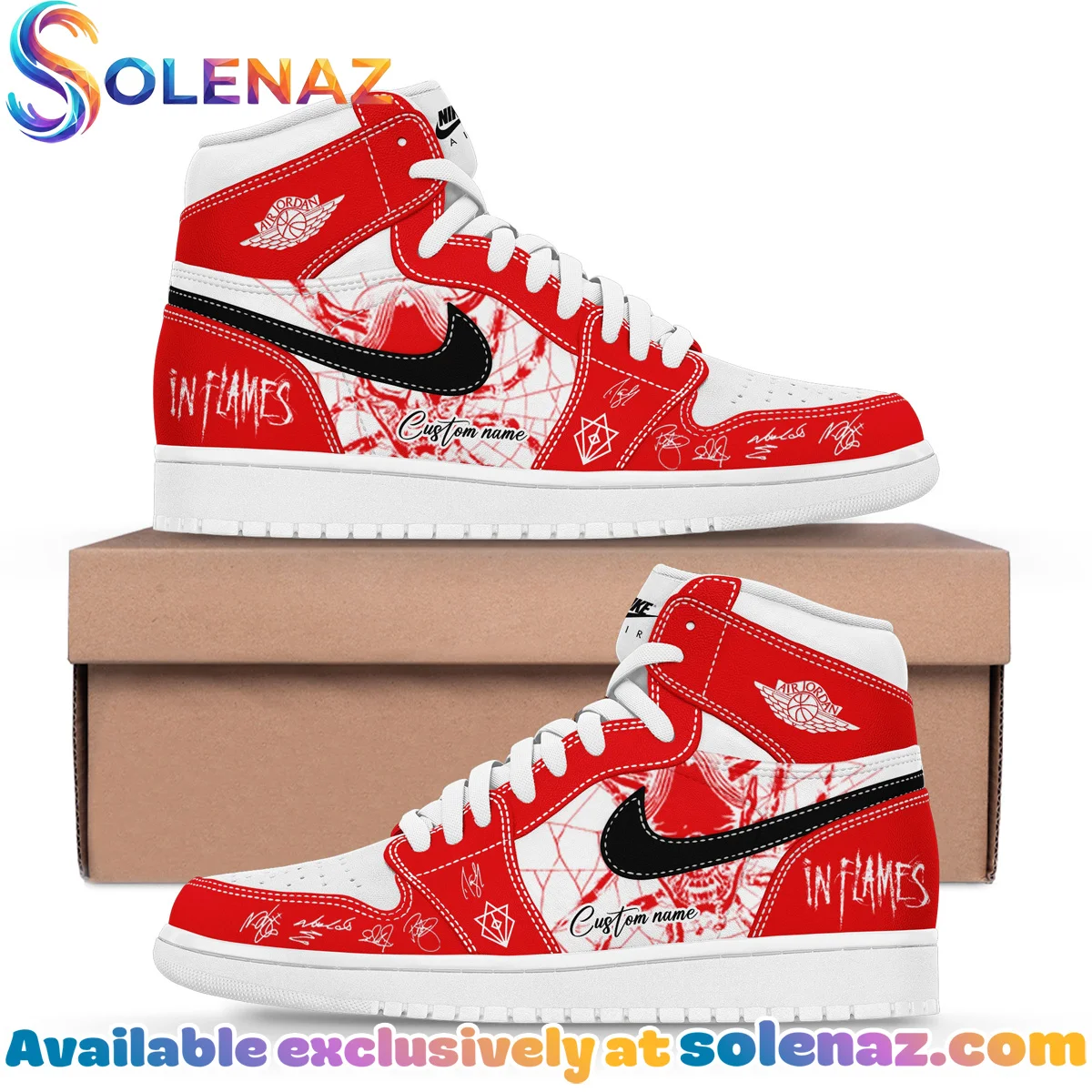 In Flames The Crown In The Grave Tour Custom Air Force 1 & Jordan 1 Shoes (Style 2) In Flames The Crown In The Grave Tour Custom Air Force 1 & Jordan 1 Shoes (Style 2)