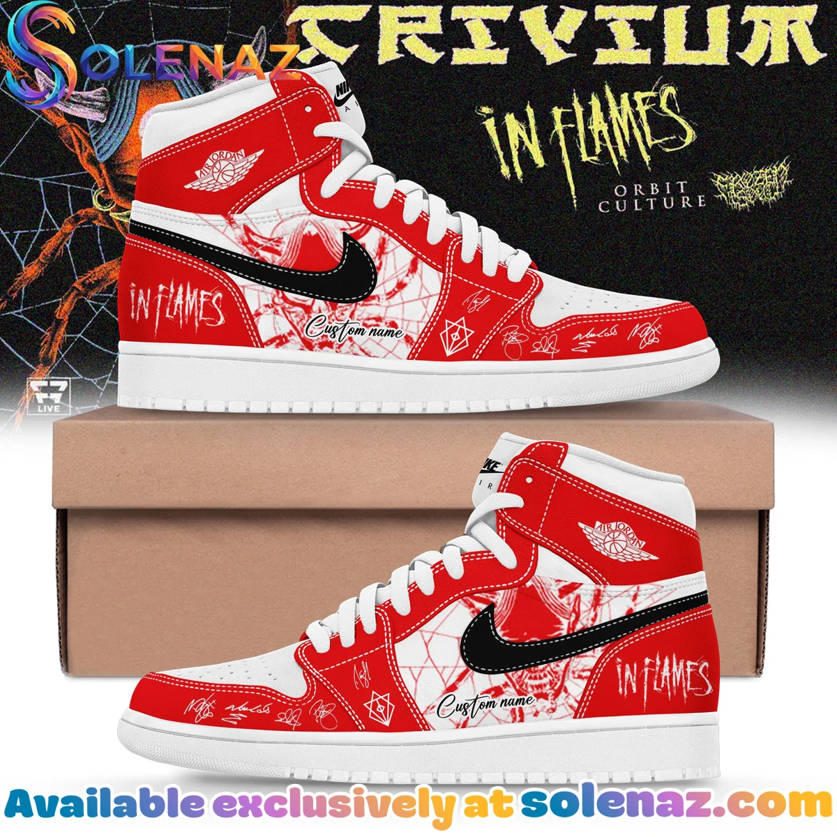 In Flames The Crown In The Grave Tour Custom Air Force 1 & Jordan 1 Shoes (Style 2)