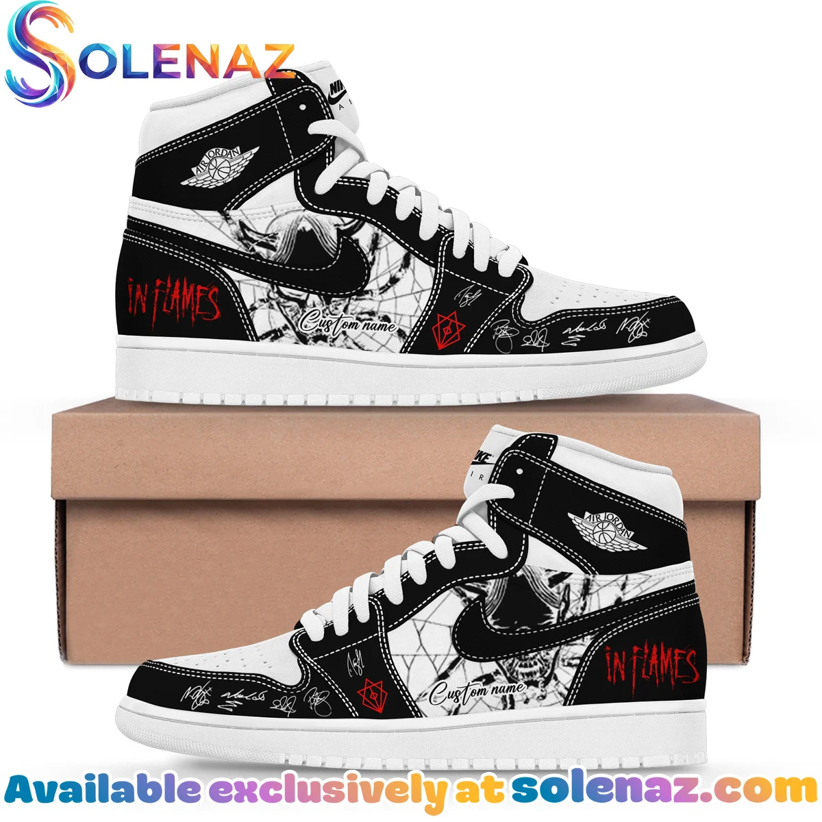 In Flames The Crown In The Grave Tour Custom Air Force 1 & Jordan 1 Shoes - Series 4 In Flames The Crown In The Grave Tour Custom Air Force 1 & Jordan 1 Shoes - Series 4