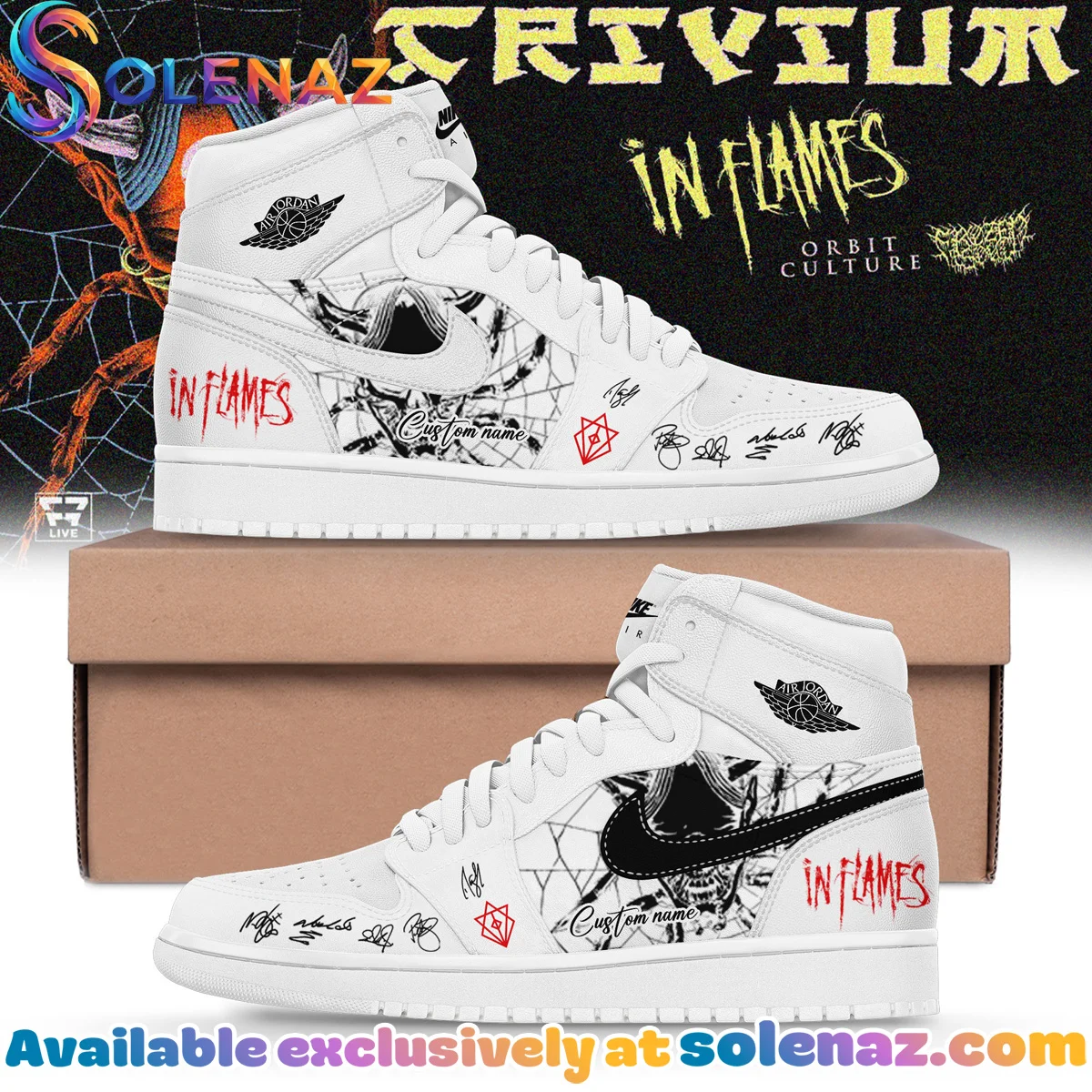 In Flames The Crown In The Grave Tour Custom Air Force 1 & Jordan 1 Shoes - Part 1