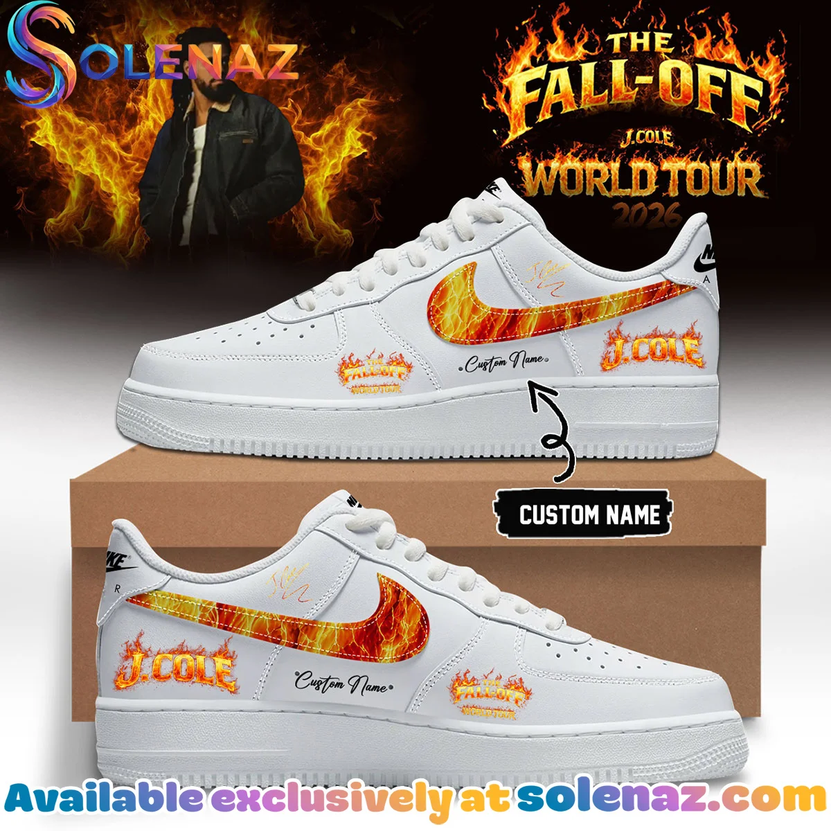 J Cole The Fall-Off Tour Custom Air Force 1 & Jordan 1 Shoes (Style 10)