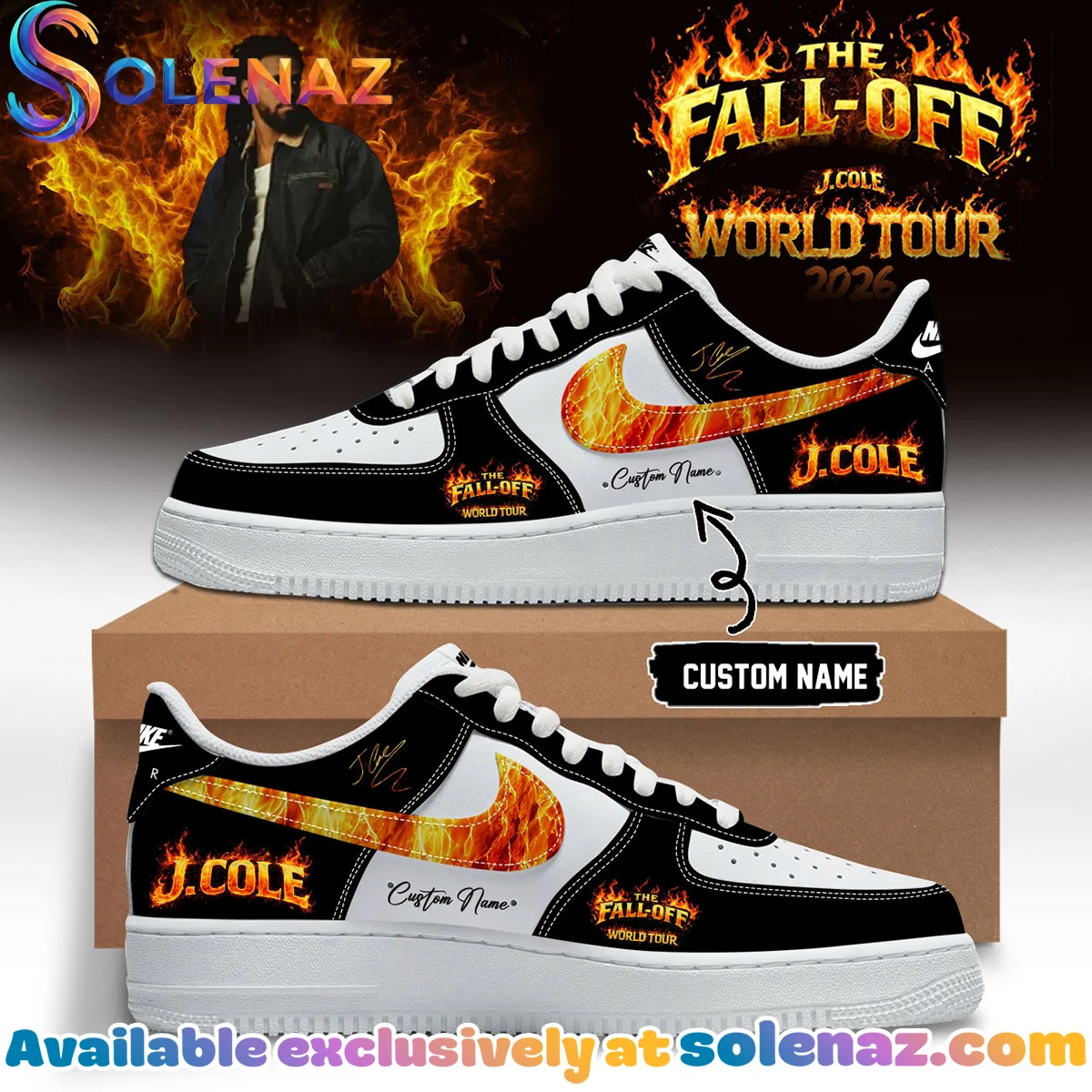 J Cole The Fall-Off Tour Custom Air Force 1 & Jordan 1 Shoes - Variant 3