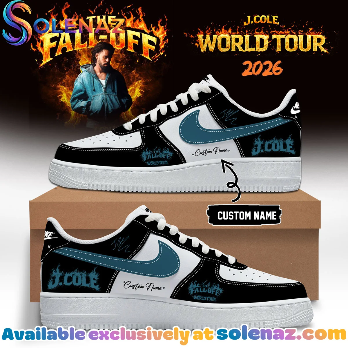 J Cole The Fall-Off Tour Custom Air Force 1 & Jordan 1 Shoes (Style 7)