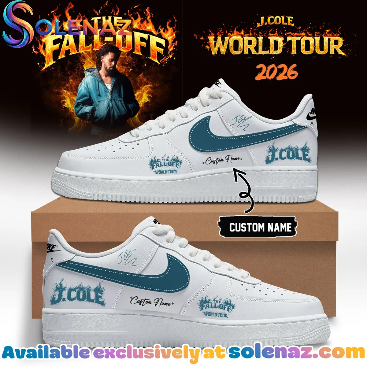 J Cole The Fall-Off Tour Custom Air Force 1 & Jordan 1 Shoes - Part 11