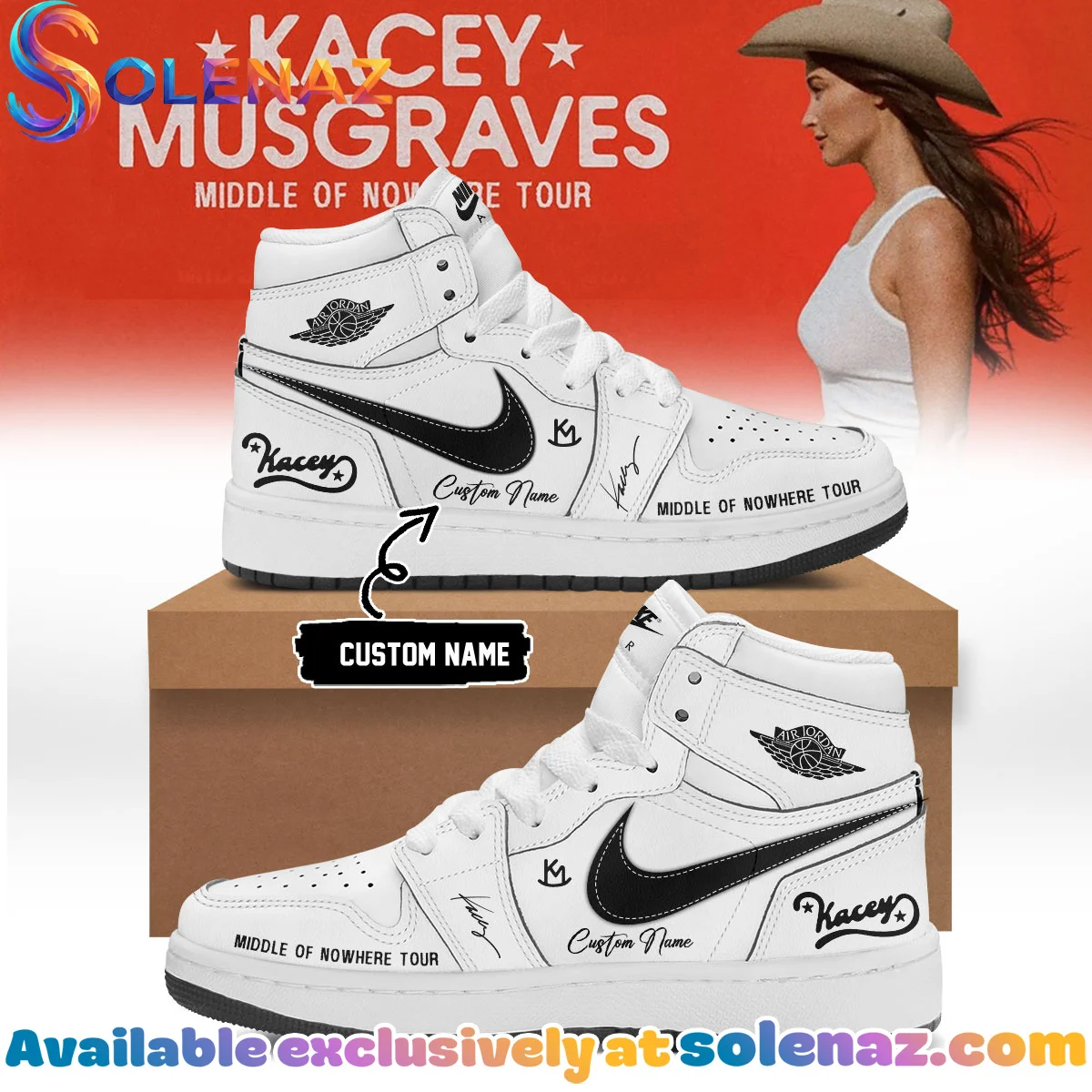 Kacey Musgraves Middle of Nowhere Tour Custom Air Force 1 & Jordan 1 Shoes (Style 12)