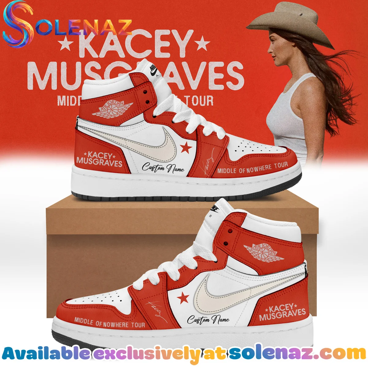 Kacey Musgraves Middle of Nowhere Tour Custom Air Force 1 & Jordan 1 Shoes (Design 8)