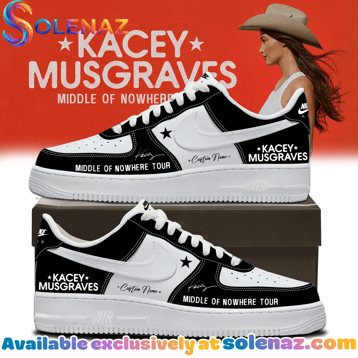 Kacey Musgraves Middle of Nowhere Tour Custom Air Force 1 & Jordan 1 Shoes (Design 10)