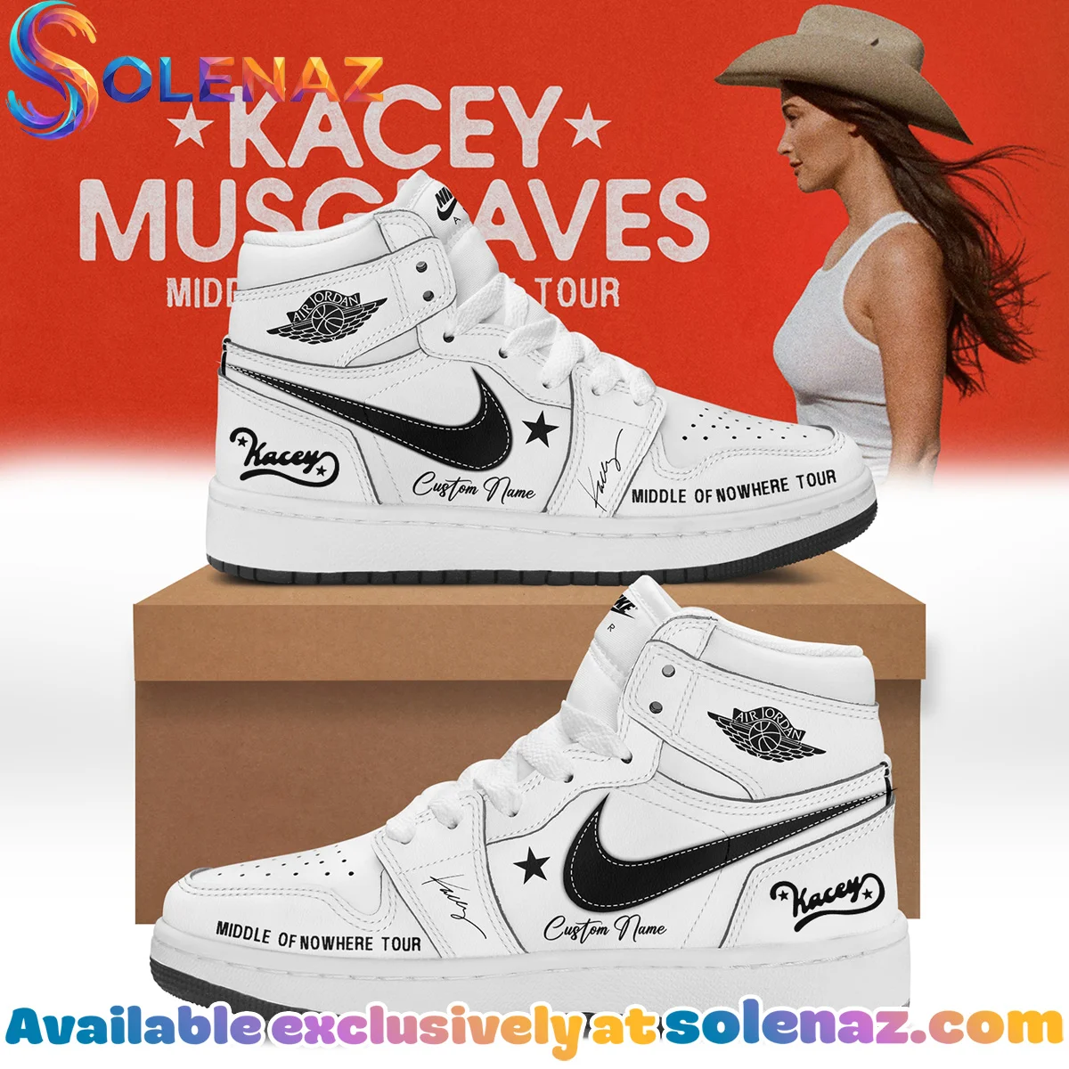 Kacey Musgraves Middle of Nowhere Tour Custom Air Force 1 & Jordan 1 Shoes (Design 4)