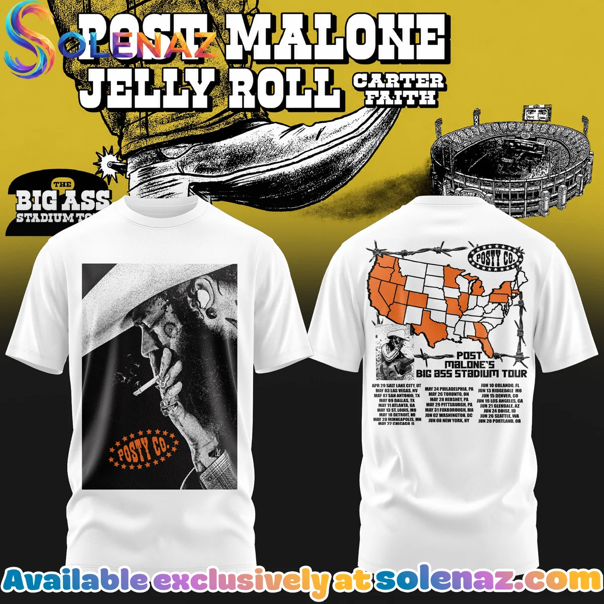 Post Malone The BIG ASS Stadium World Tour T-Shirt & Hoodie (Design 16)