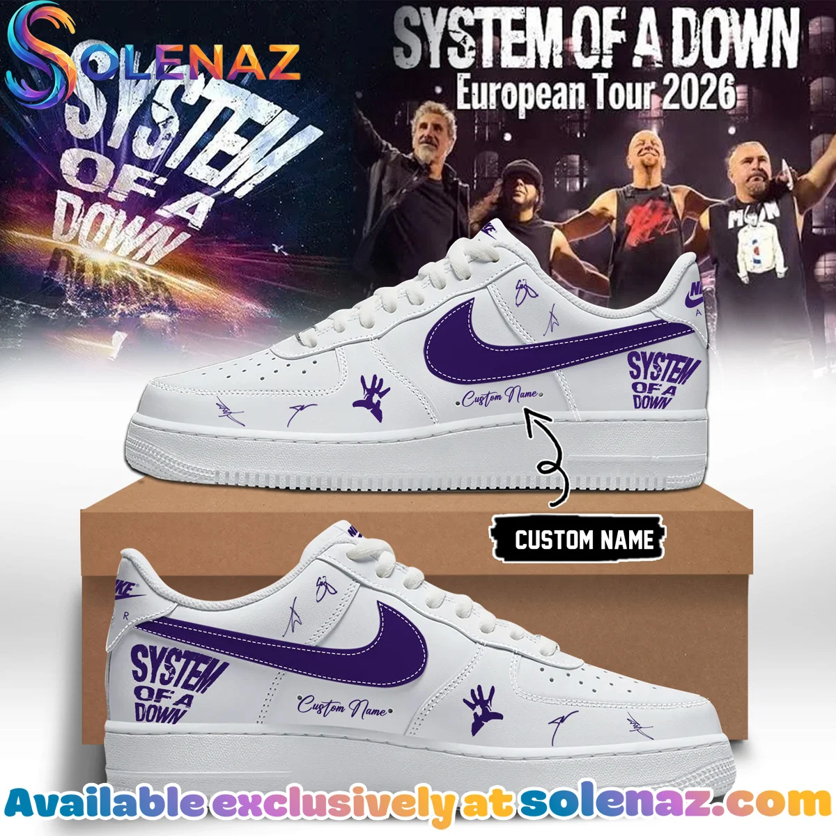 System of a Down Europe UK Stadium Tour Custom Air Force 1 & Jordan 1 Shoes - Part 15