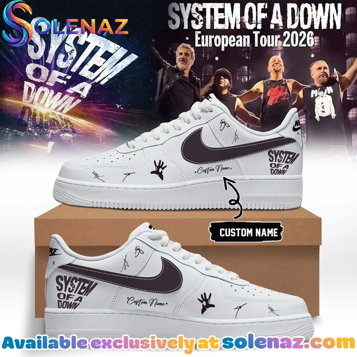 System of a Down Europe UK Stadium Tour Custom Air Force 1 & Jordan 1 Shoes [Batch 19]