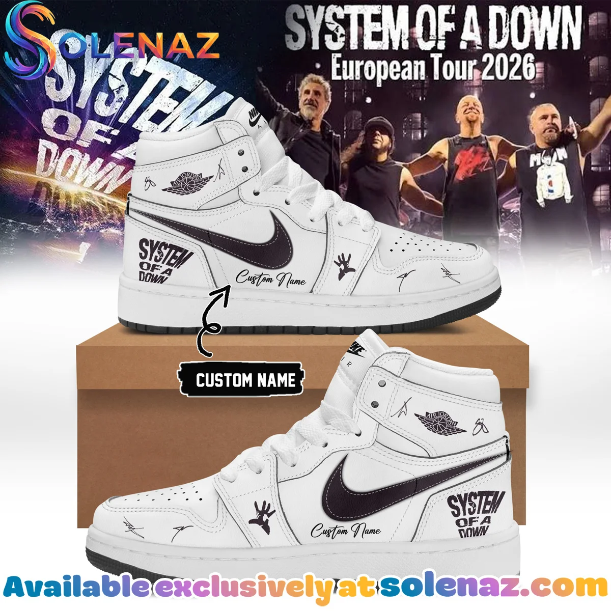 System of a Down Europe UK Stadium Tour Custom Air Force 1 & Jordan 1 Shoes [Drop 20]