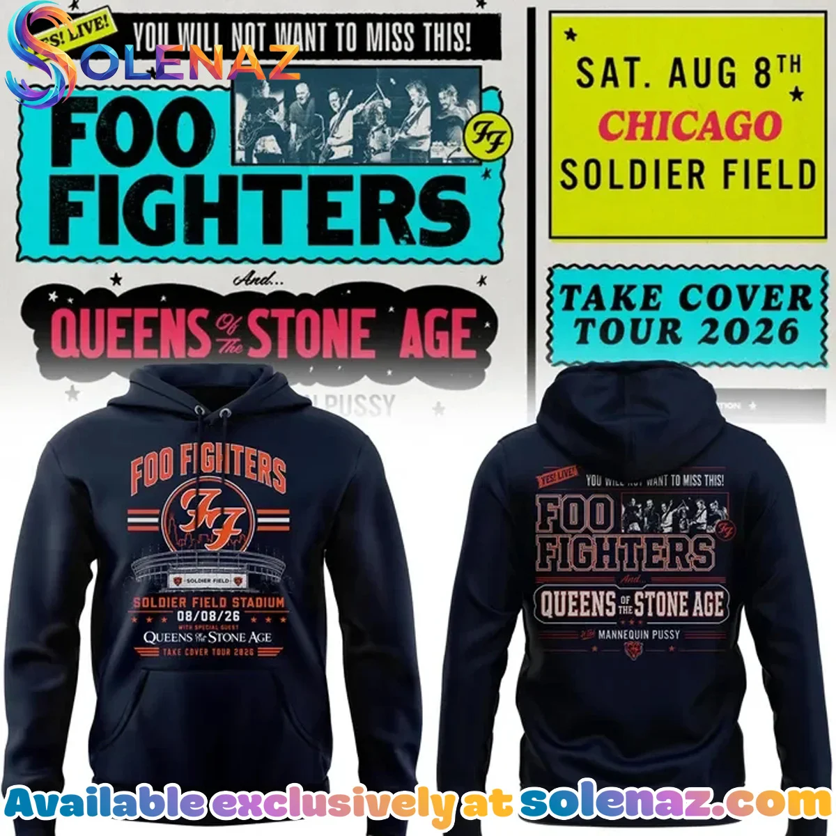 Foo Fighters x Soldier Field - Take Cover Tour T-Shirt & Hoodie - Variant 1