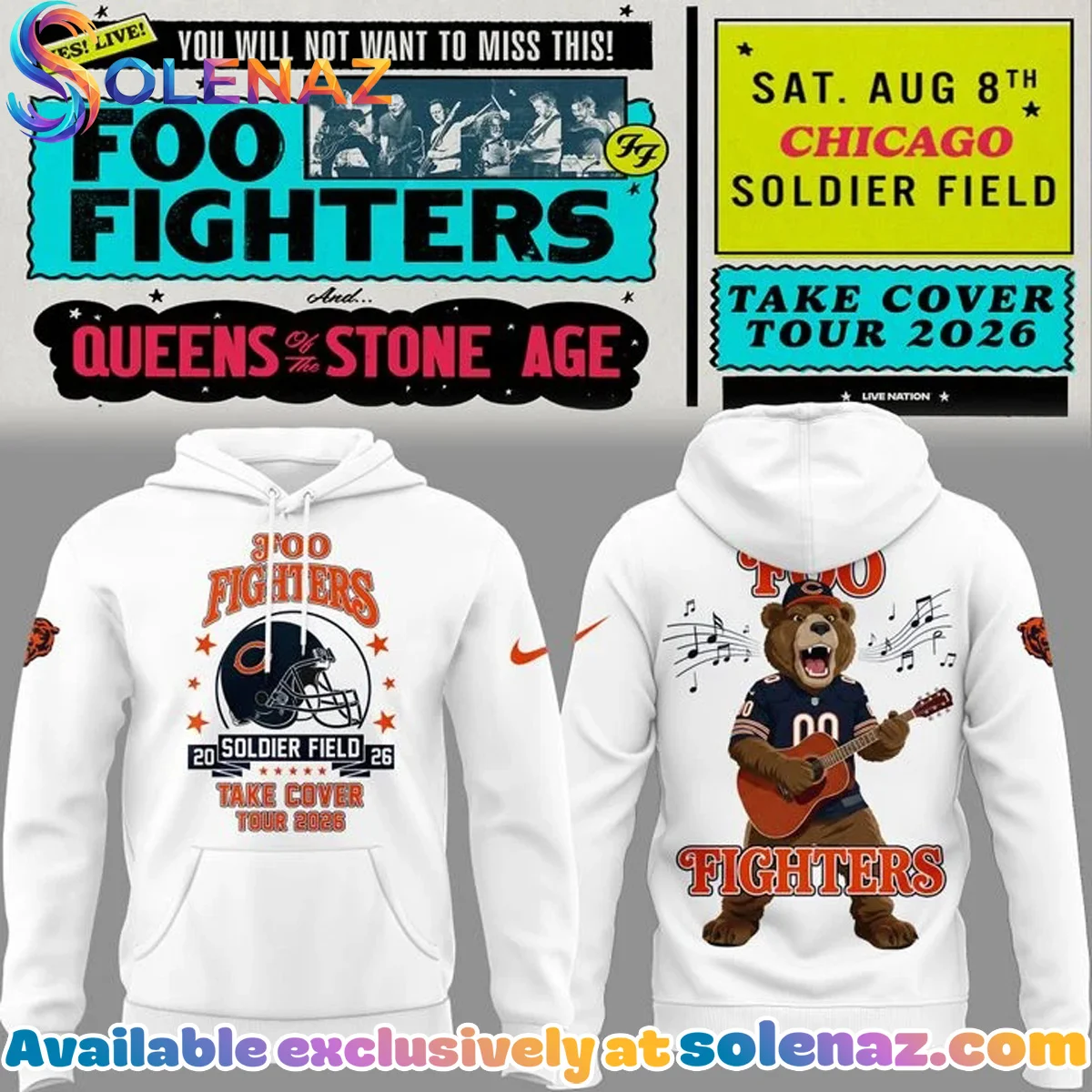 Foo Fighters x Chicago Bears - Take Cover Tour Shirt & Hoodie - Part 4