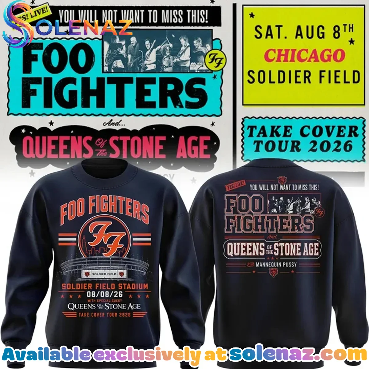 Foo Fighters x Soldier Field - Take Cover Tour Shirt & Hoodie [Drop 2]
