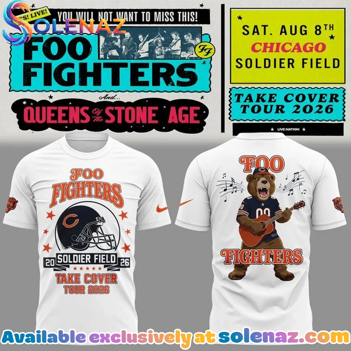 Chicago Bears x Foo Fighters - Take Cover Tour Shirt & Hoodie [Drop 1]