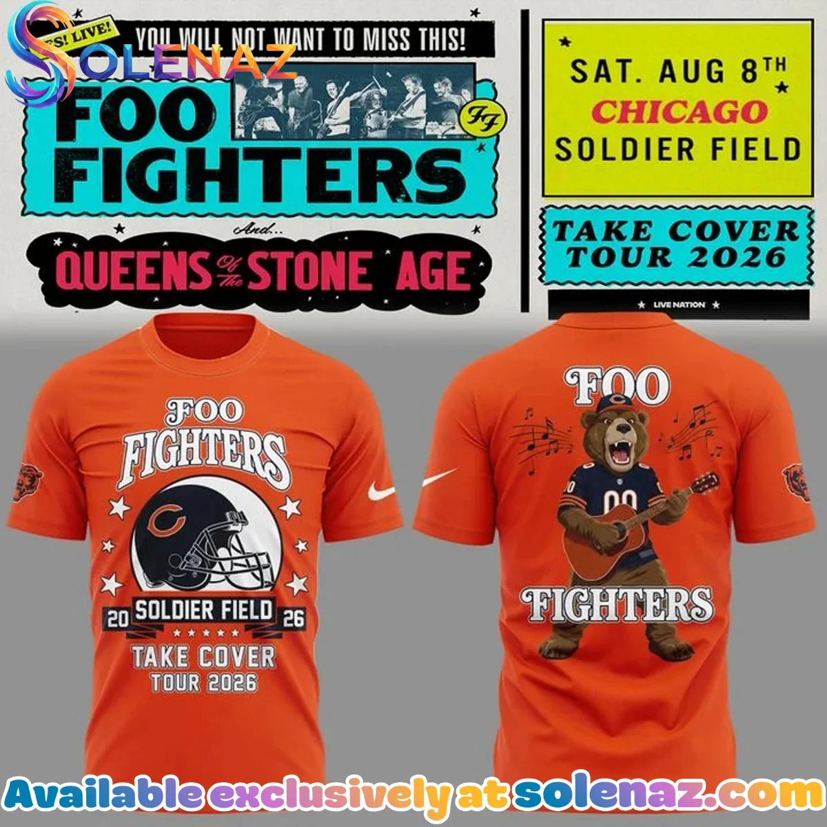 Chicago Bears x Foo Fighters - Take Cover Tour Shirt & Hoodie - Part 2