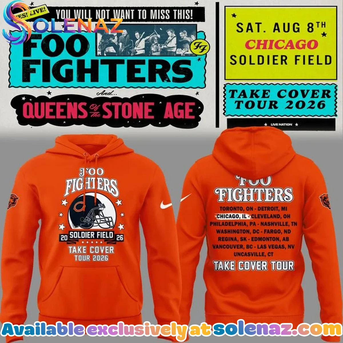Chicago Bears x Foo Fighters - Take Cover Tour Shirt & Hoodie - Part 4
