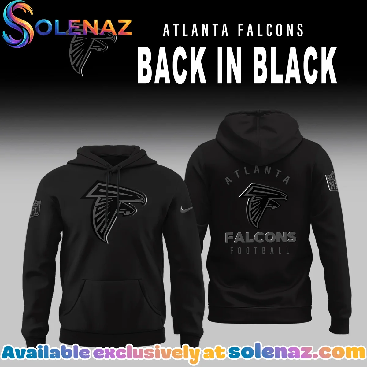 Atlanta Falcons Back In Black T-Shirt & Hoodie (Design 1)
