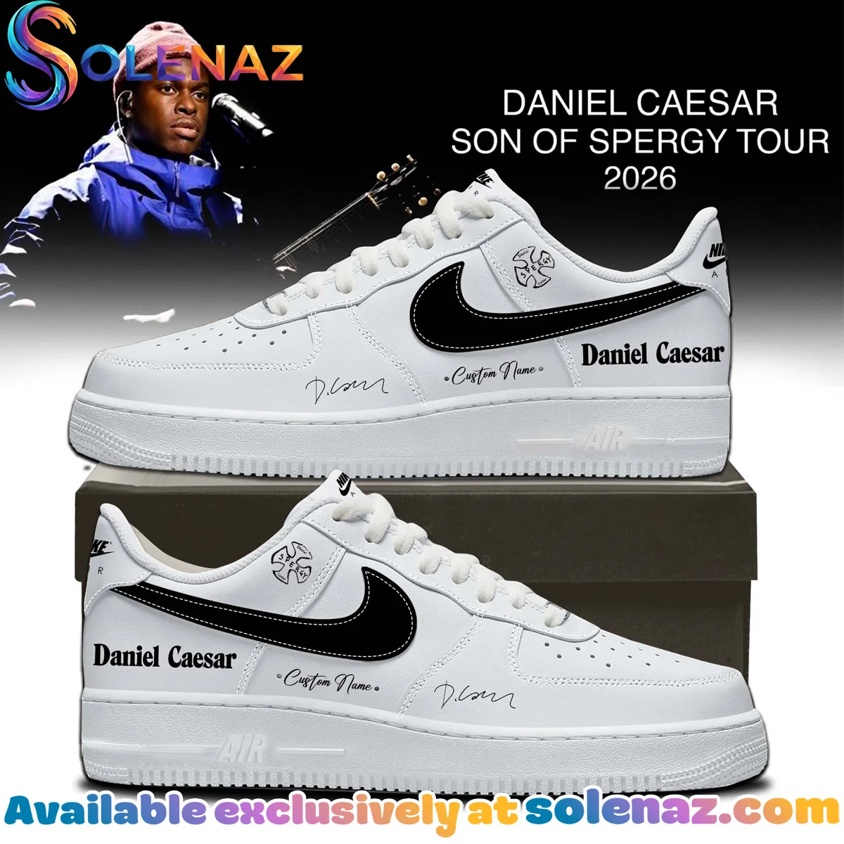 Daniel Caesar Son of Spergy Tour Custom Air Force 1 & Jordan 1 Shoes (Design 3)