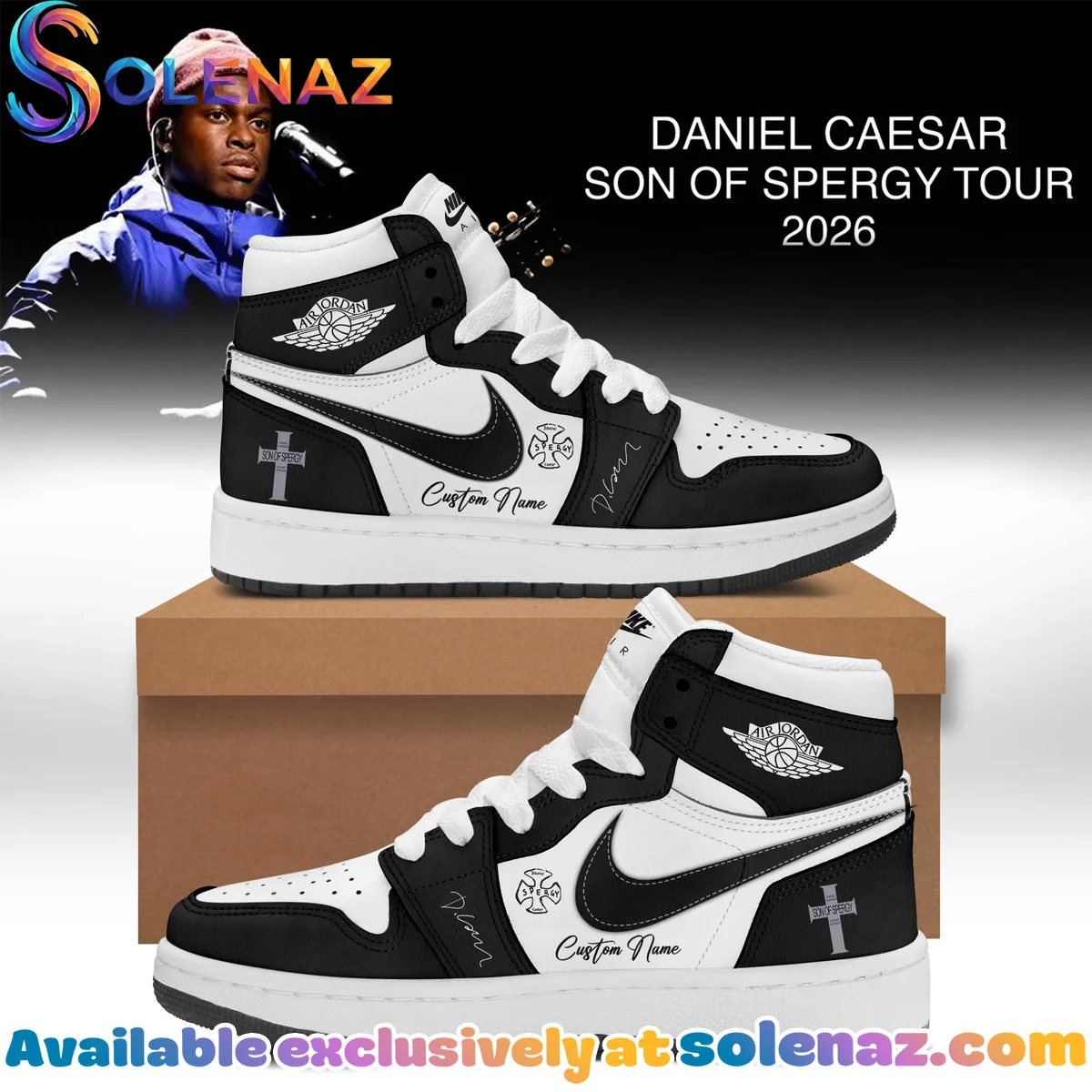 Daniel Caesar Son of Spergy Tour Custom Air Force 1 & Jordan 1 Shoes - Part 7