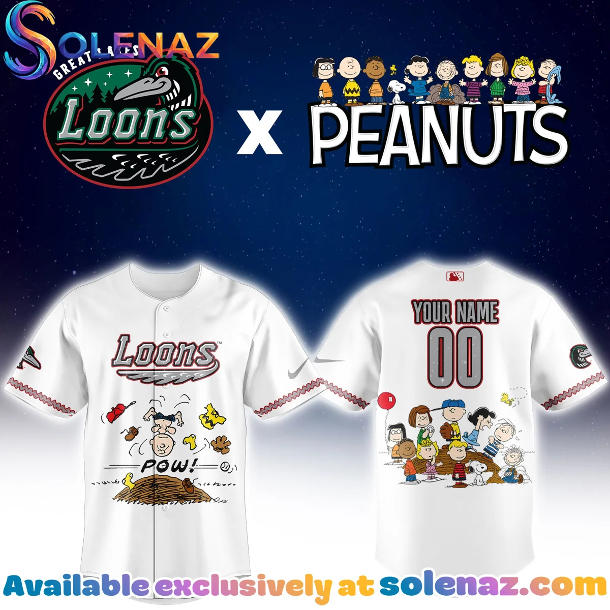 Great Lakes Loons Peanuts Night Jersey Great Lakes Loons Peanuts Night Jersey