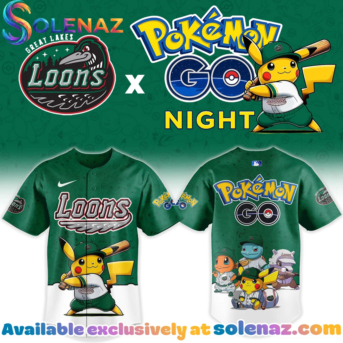 Great Lakes Loons Pokemon GO Night Jersey Great Lakes Loons Pokemon GO Night Jersey