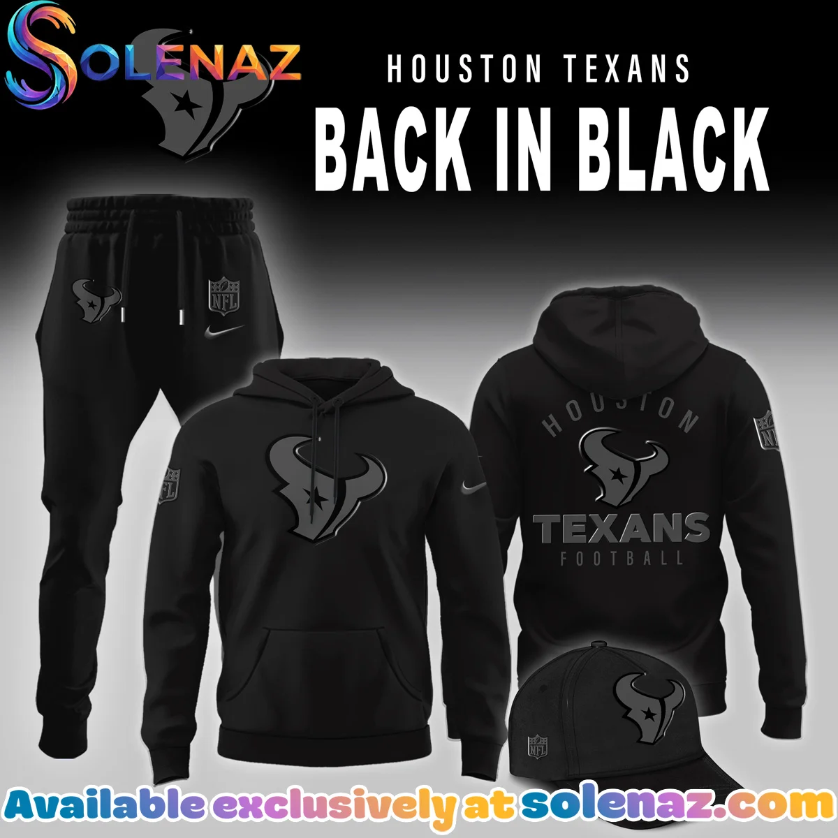 Houston Texans Back In Black T-Shirt & Hoodie - Series 2 Houston Texans Back In Black T-Shirt & Hoodie - Series 2