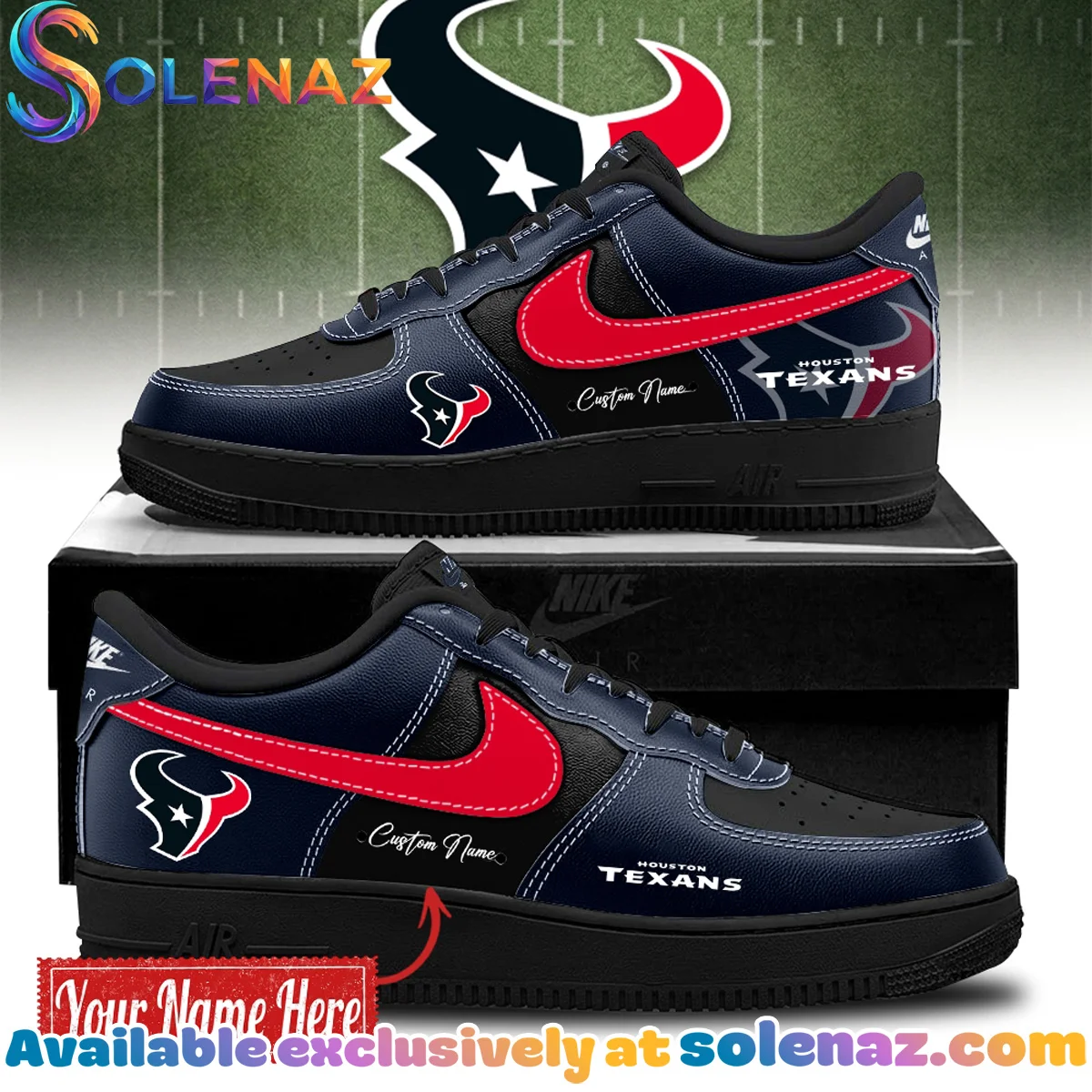Houston Texans Custom Air Force 1 & Jordan 1 Shoes